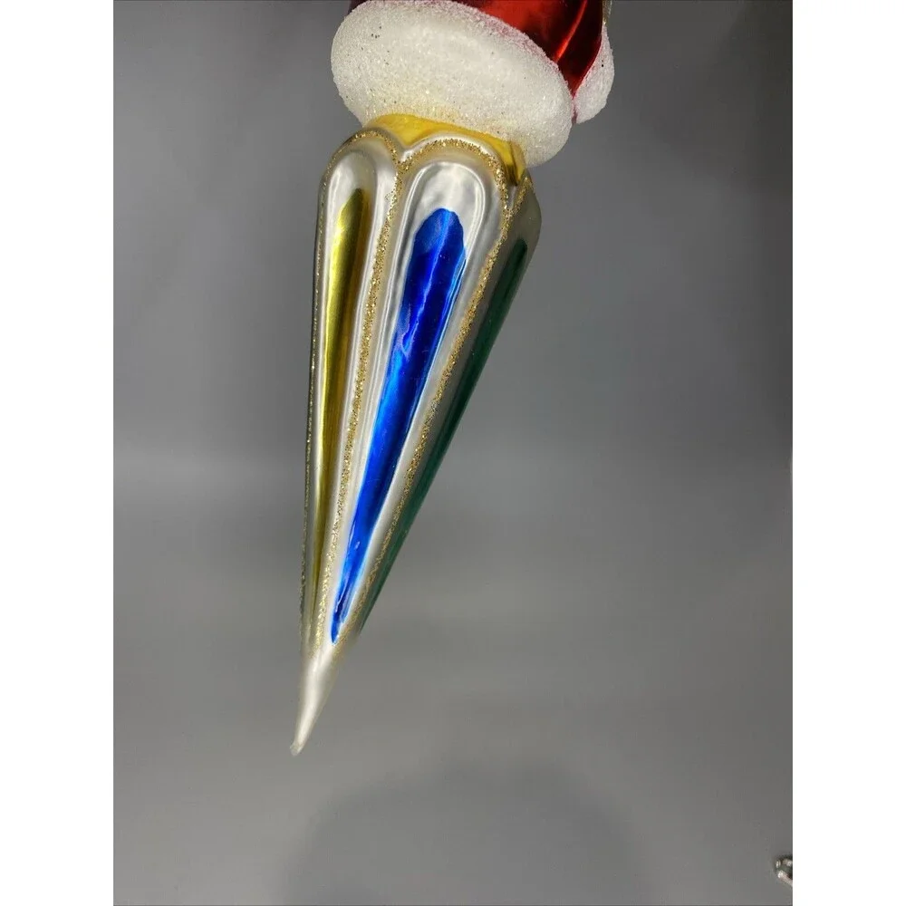Kurt Adler Santa Icicle Polonaise Glass Christmas Drop Ornament by KOMOZJA
